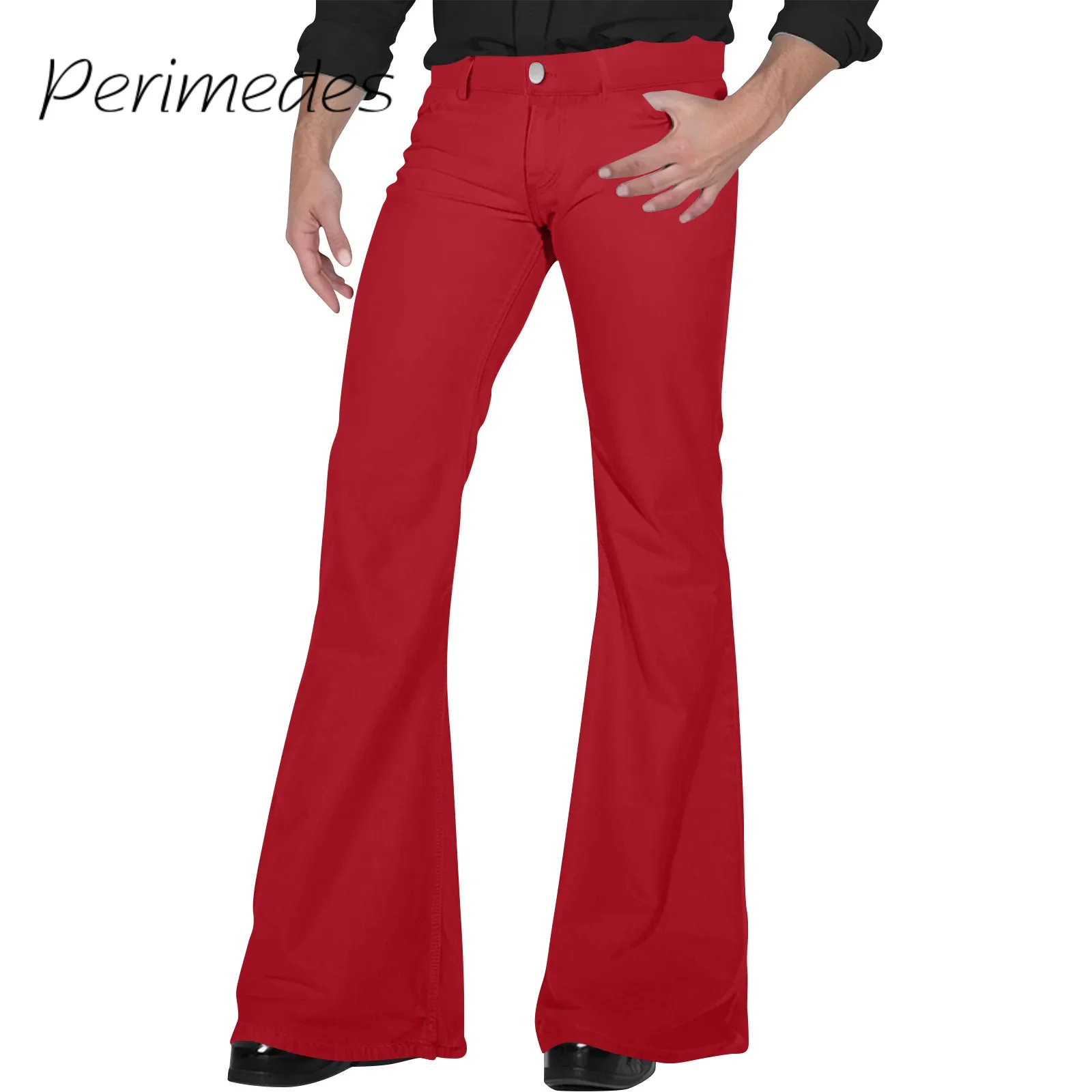 Men'S Retro Disco Flared 2024 Pants Loose Stretch Vintage Summer Trousers Fit Comfortable Twill Solid Color Fashion Pantalones