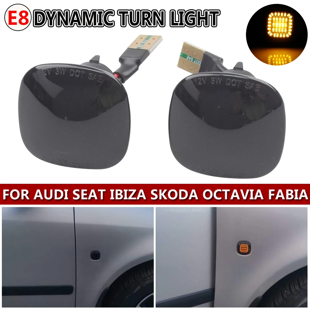 DoLED Indicatori Di Direzione Laterali A LED Canbus - Vetro Fumo, Nero, Compatibili Con Audi A3, A4, A8, Seat Ibiza, Skoda Fabia, Octavia - 2