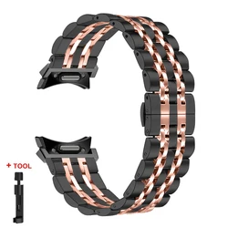 Sleek No - Gap Stainless Steel Watch Band - Premium Metal Strap Bracelet - Galaxy Watch 6 5 4 (Black rose gold)