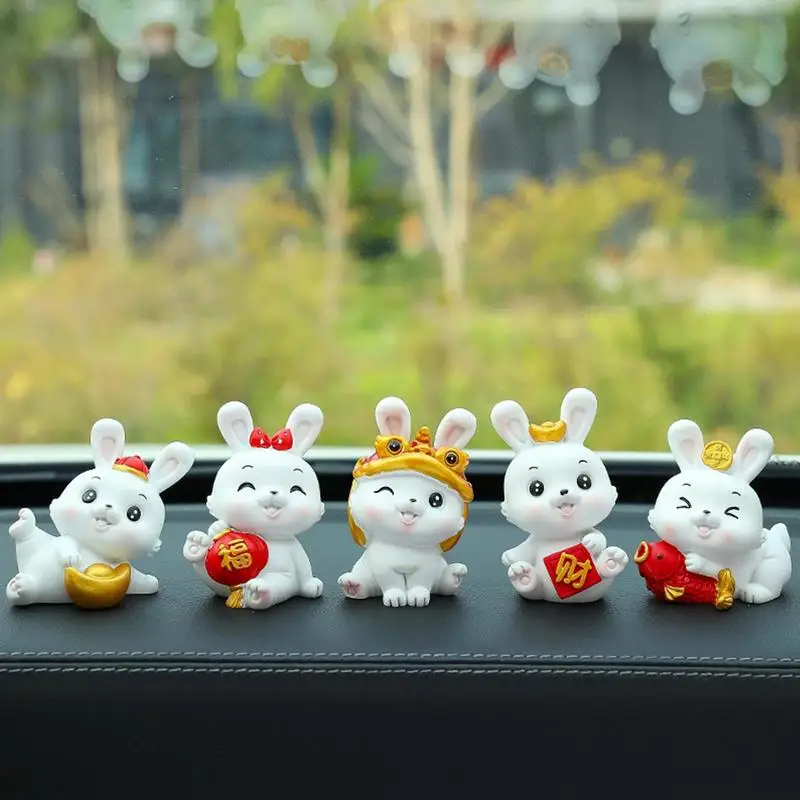 

Car Dashboard Rabbit Ornaments Rabbit Figurines Resin Auto Dashboard Decor Vehicle Interior Accessorie Center Console Decoration