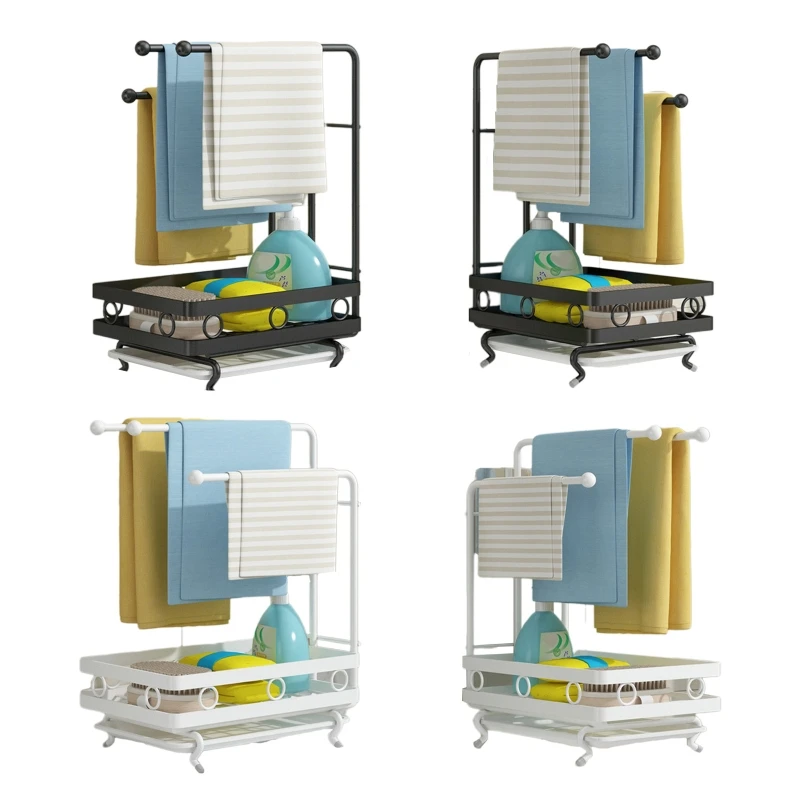 Sponge Holder with Drain Pan for Kitchen Sink Kitchen Sink for Sponge Brush Soap Dish Dishcloth Rack