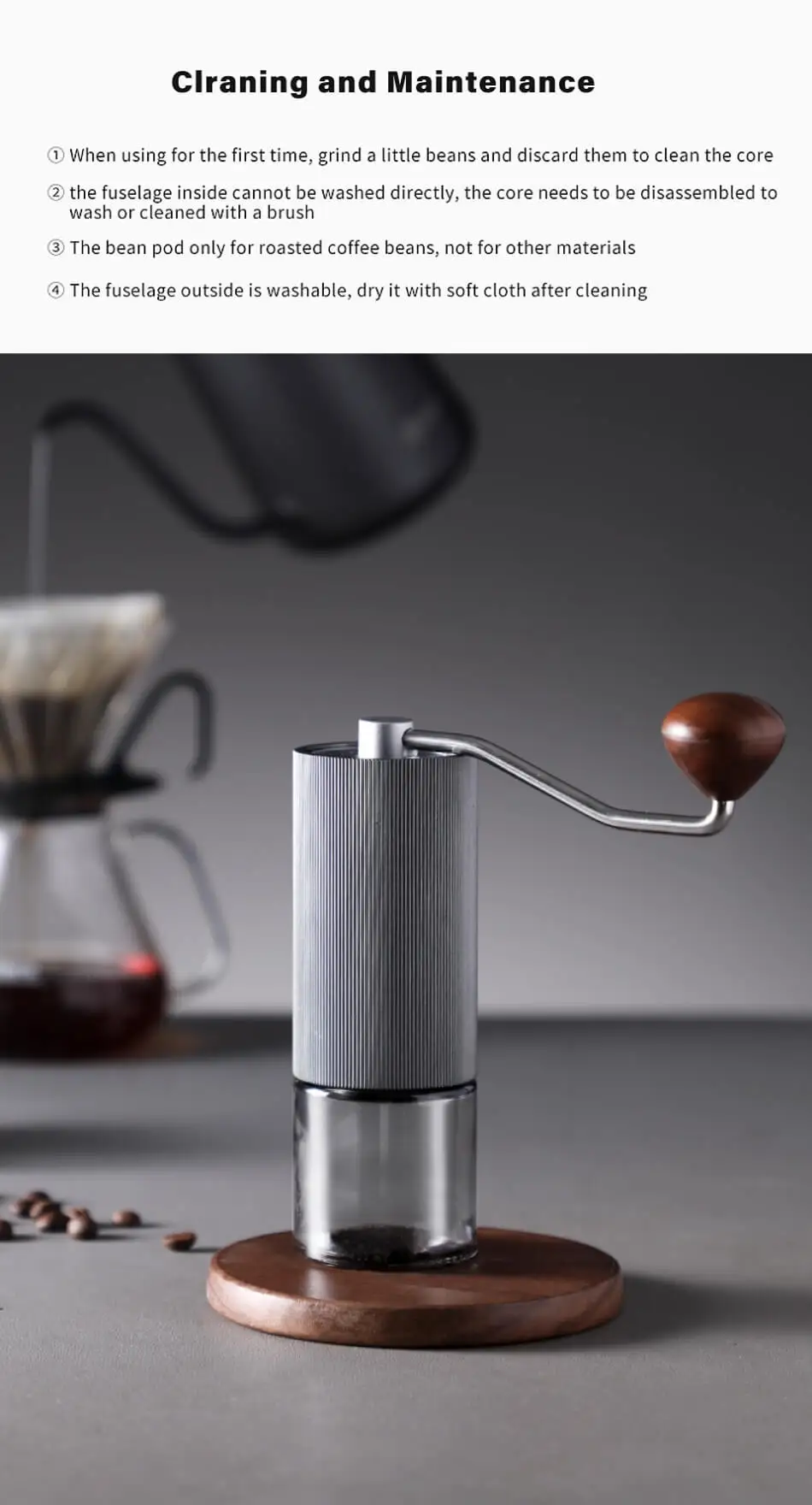 Sb1f8e8ea58734eb69457dc47eb08e2bcg HERO Manual Coffee Grinder Stainless Steel Burr S02 Coffee Bean Milling Machine Portable High Quality Hand Mini Grinder Mills