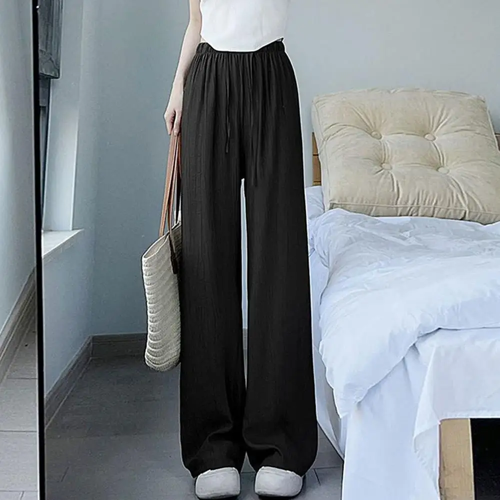 Women’s ice silk high waist wide leg loose summer trousers 25468