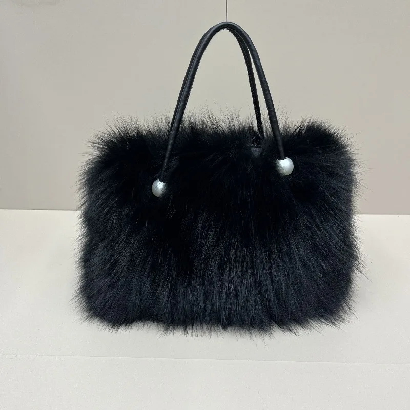 Fox Fur Bag Winter Women Shoulder Bag Female Fashion Chain Shoulder Bags Real Fur Purse Natural Fur Hand Bags Evening Party Bag