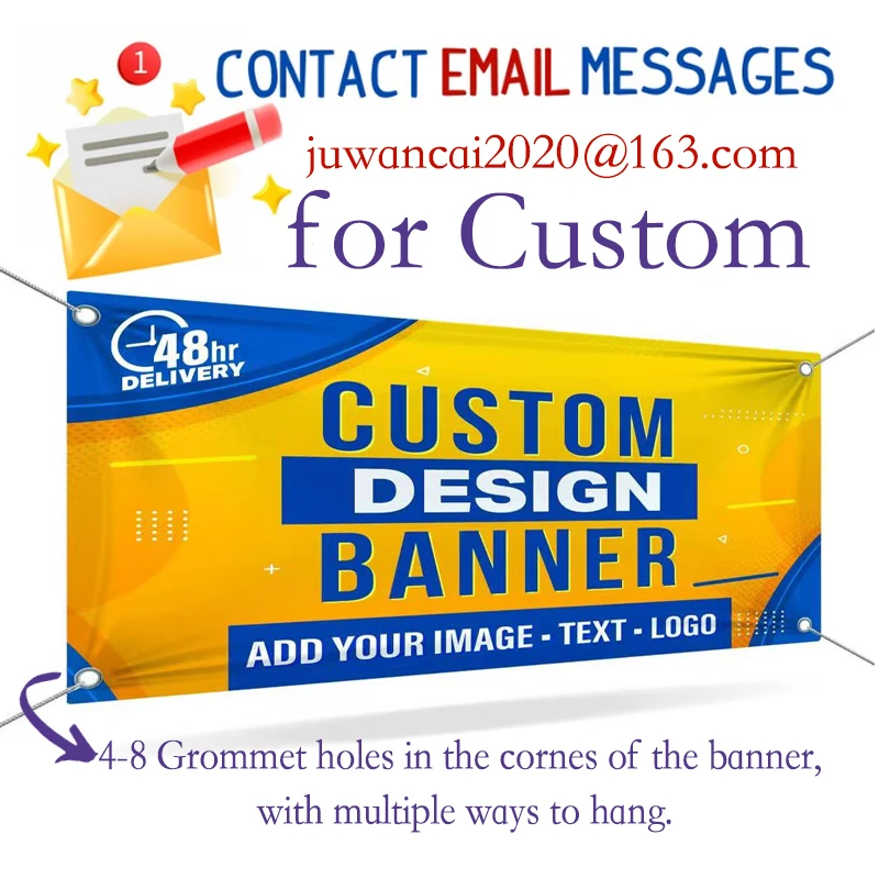 Hanging Banner Printing with Image Text QR Discount Indoor Outdoor Personalized Front of Tent Festival Banner
