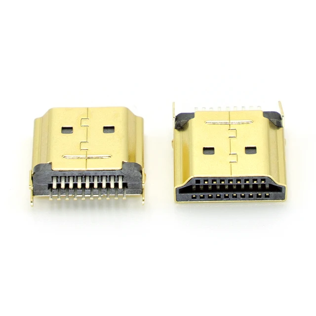 Hdmi Male Jack/Plug Connector 19pin 19p Gold-Plated Hd 2 Row Pins 19Pin 1.6MM Spacing for HD Equipment Socket 1