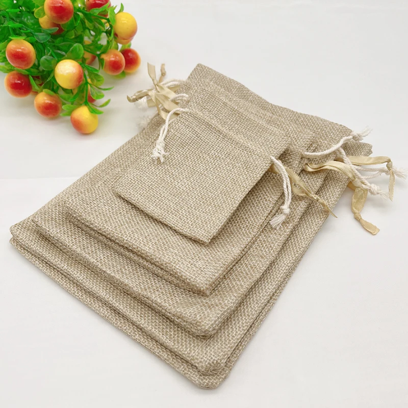 100 Sacchetti Di Iuta Piccoli 7x9 Cm Con Coulisse - Riutilizzabili Per Matrimoni, Feste E Regali