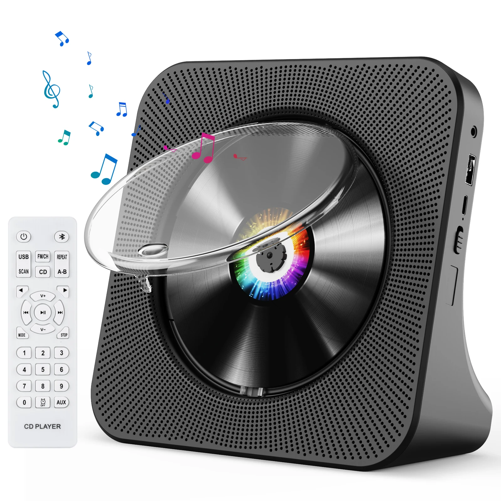 Portable CD Player with Bluetooth Gueray Desktop CD Players for Home Bulit-in Double HiFi Speakers AUX&Headphone Jack portable cd player