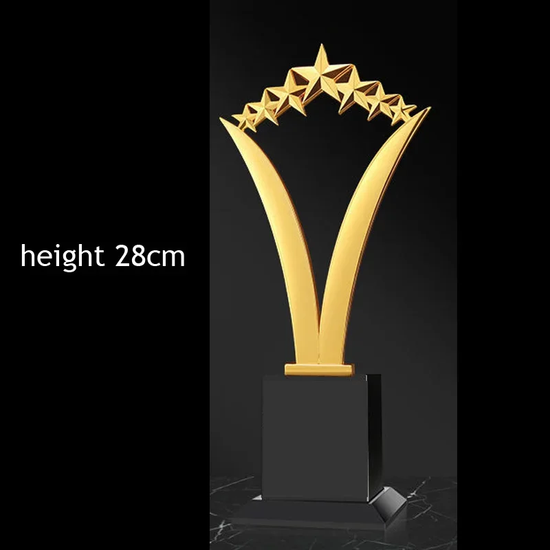 Customized Electroplated Metal Crystal Trophy, Gifts, Company Awards, Souvenir competition, Pentagram Fencing, Dance Love Trophy