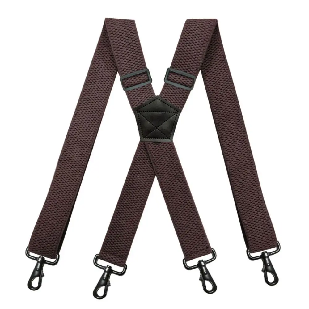 Adjustable Men\'s Suspenders X-Shape Heavy Duty Work Braces Suspenders 4 Hooks 3.8cm Wide Trouser Straps Belt Work Outdoor