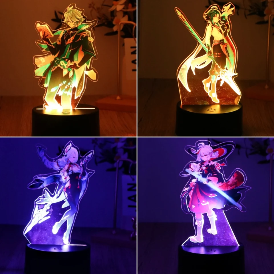 Anime Demon Slayer Kokushibo Figura Lampada LED Luce notturna 3D Anime Lovers Luce regalo per lampade da notte a LED per la decorazione della camera da letto dei bambini Gif di compleanno