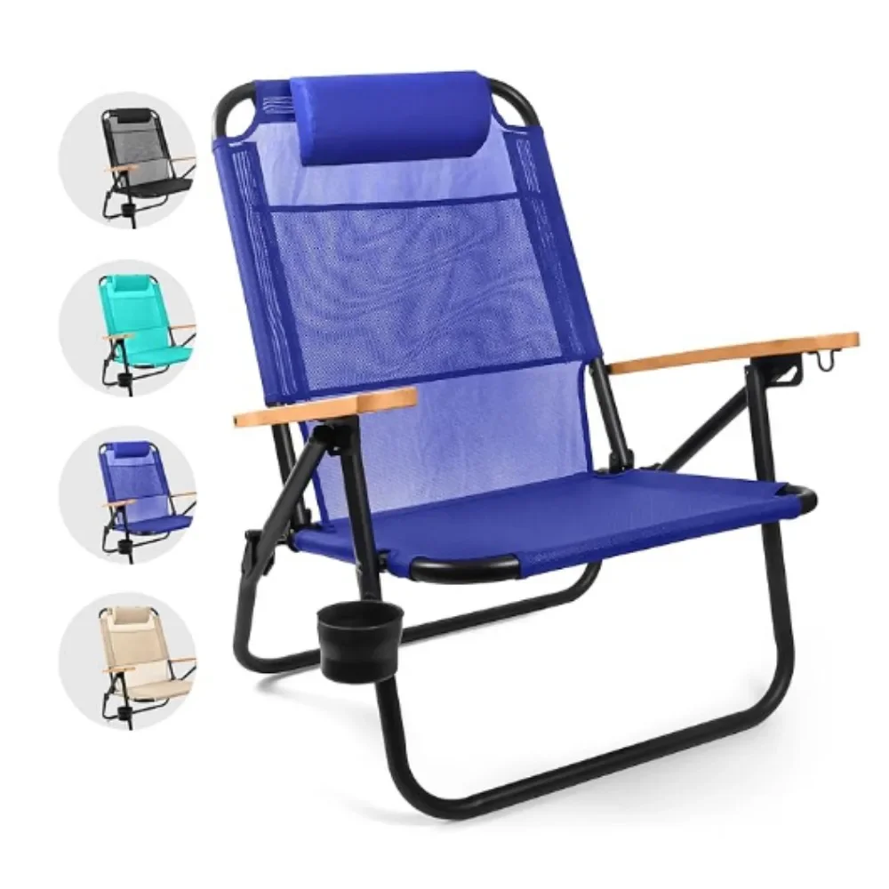 Premium Backpack Beach Chair for Adults - Beach Chair With Backpack Straps - Foldable and Reclining Beach Chair Camping Folding 6