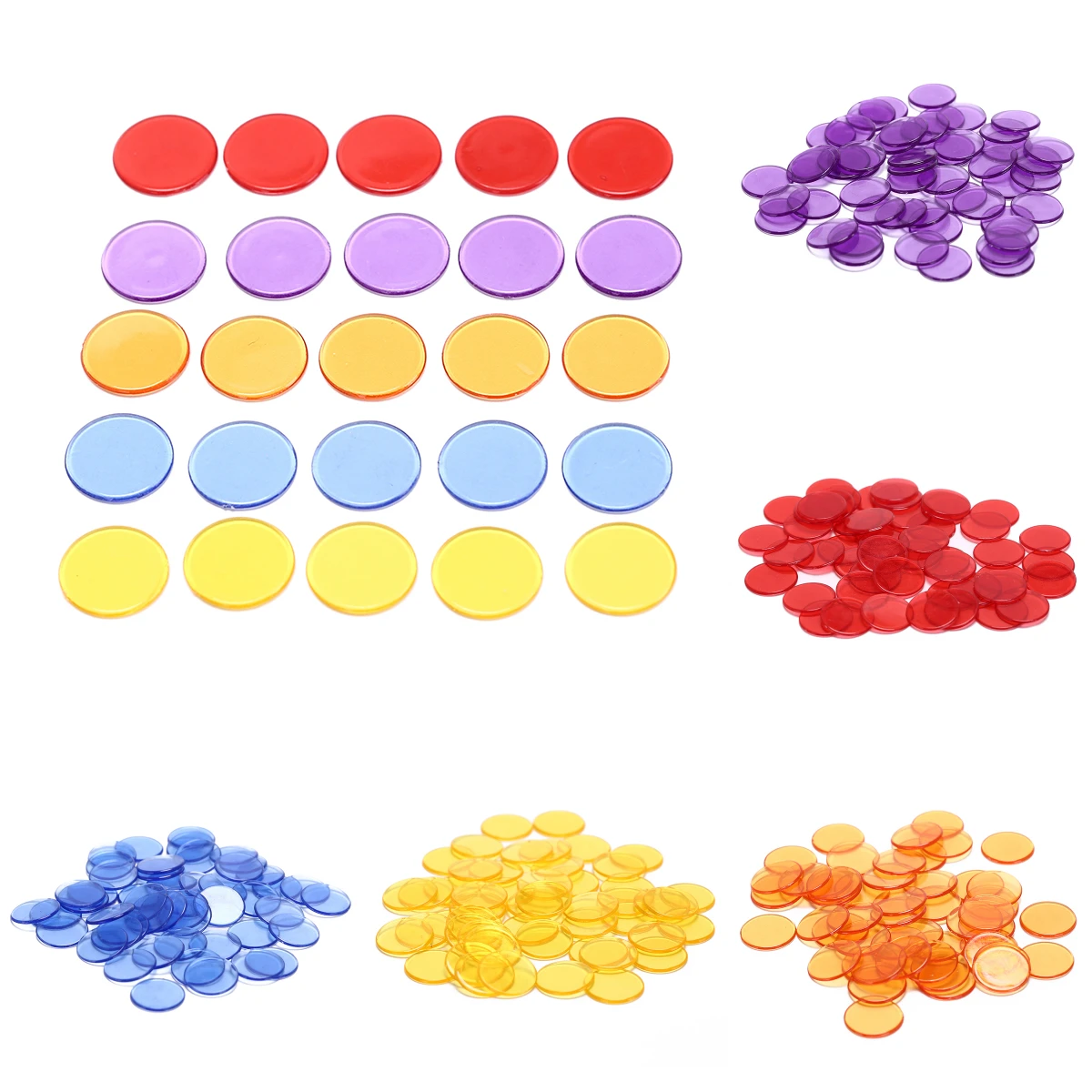 Poker Chips Math Bingo Chips 50Pcs Plastic Poker Chips Casino Bingo Markers for Fun Family Club Carnival Bingo Game Supplies Accessories 1.5cm 5Colors