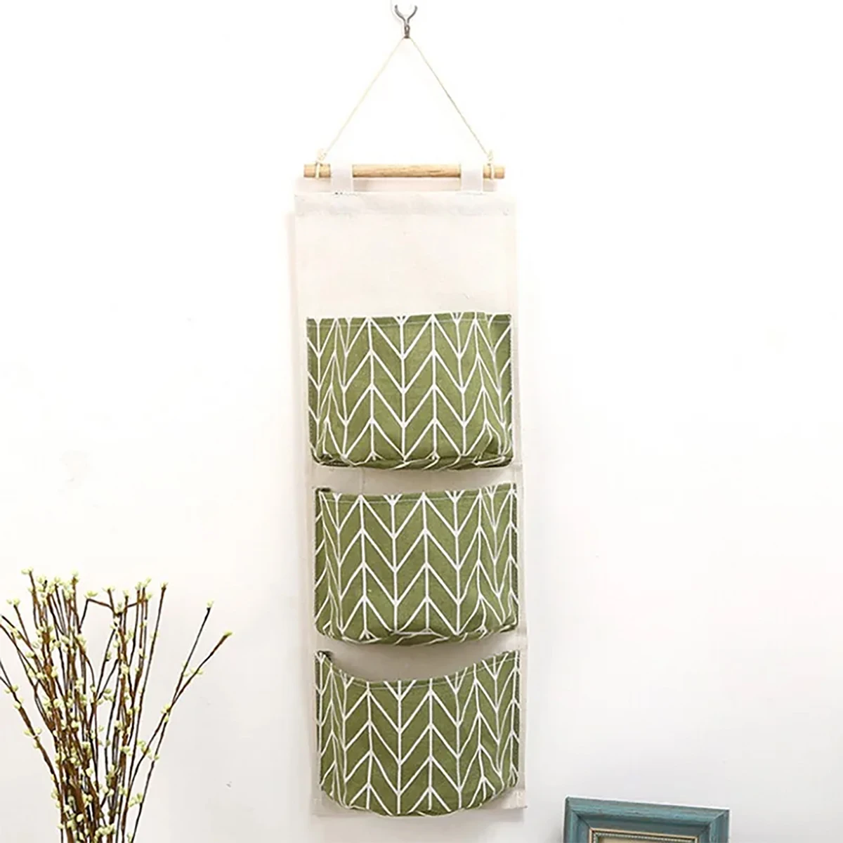 Storage Bag, Wall Mounted, Cotton and Linen, For Kitchen and Bathroom Decor