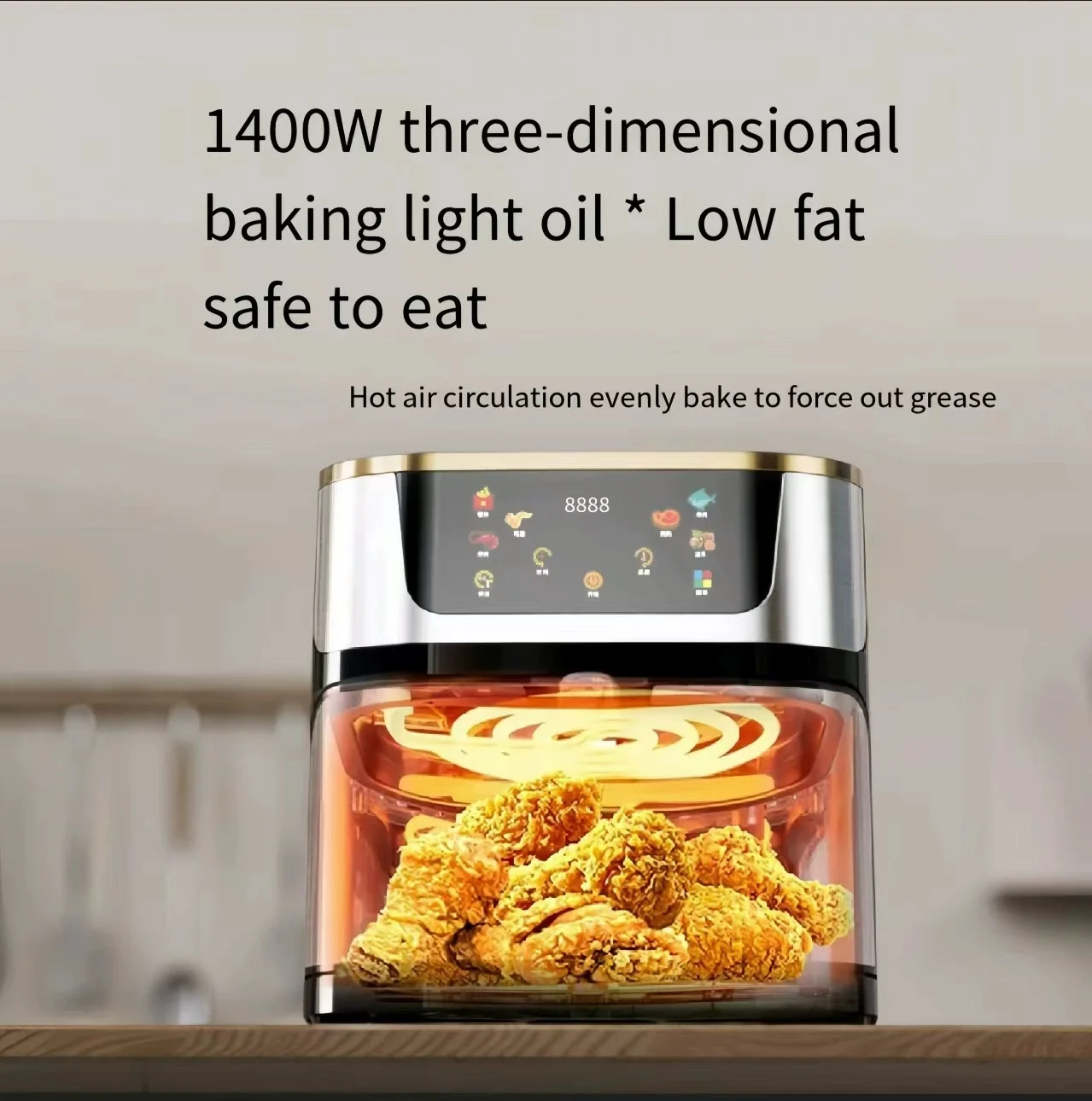 10L Large Capacity Air Fryer Multifunctional Electric Oven with Touch Screen Non-stick Pan