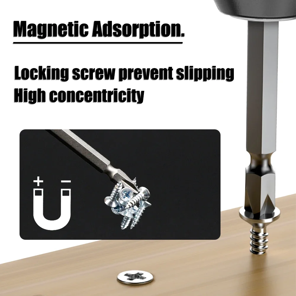Magnetic Screwdriver Bit Set 10Pcs 65-200mm Double-End Screwdriver Head Bits S2 Steel Ph2 Cross Bit Strong Magnetic High Hardness Torque Batch Head Sets
