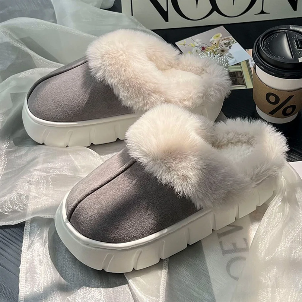 House Shoes for Women Fur Fleece Lined House Slippers Memory Foam Warm Winter Slippers Furry for Indoor and Outdoor
