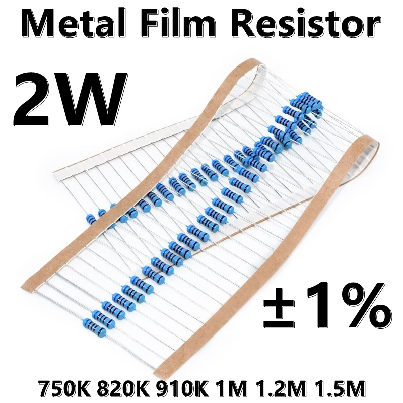 

(20pcs) 2W Metal Film Resistor 1% five color ring precision resistor 750K 820K 910K 1M 1.2M 1.5M