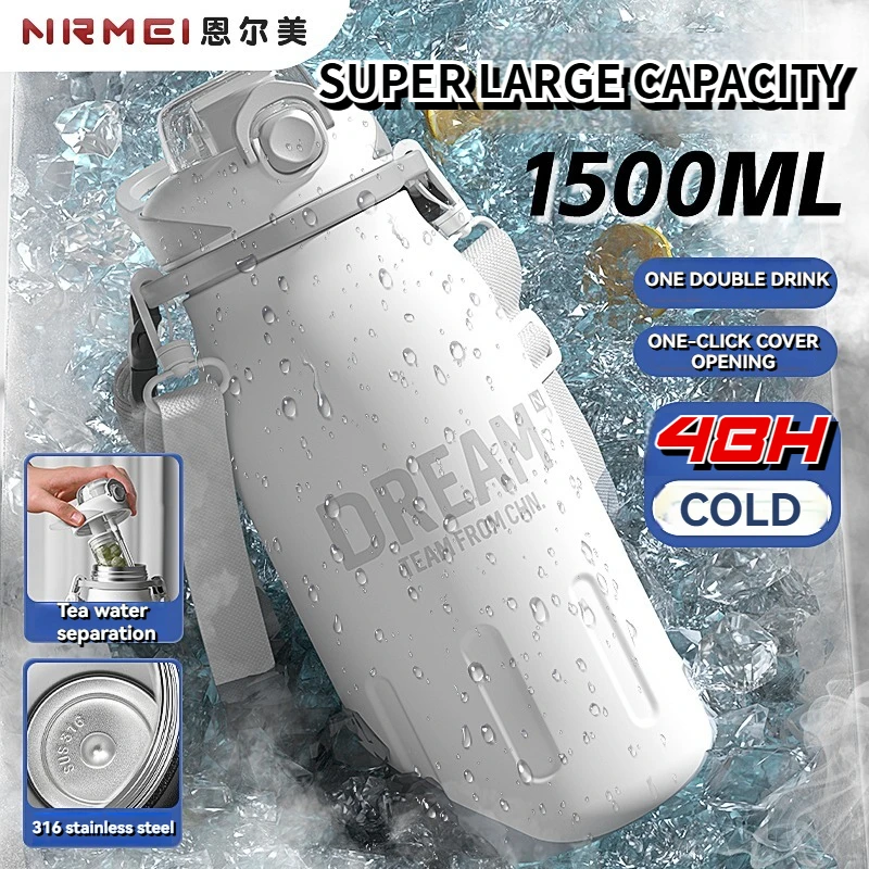 Gourde Isotherme 3L En Acier Inoxydable 316 - Poignée, Maintient Le Froid 48h Et Le Chaud 24h, Pour Sport Et Voyage