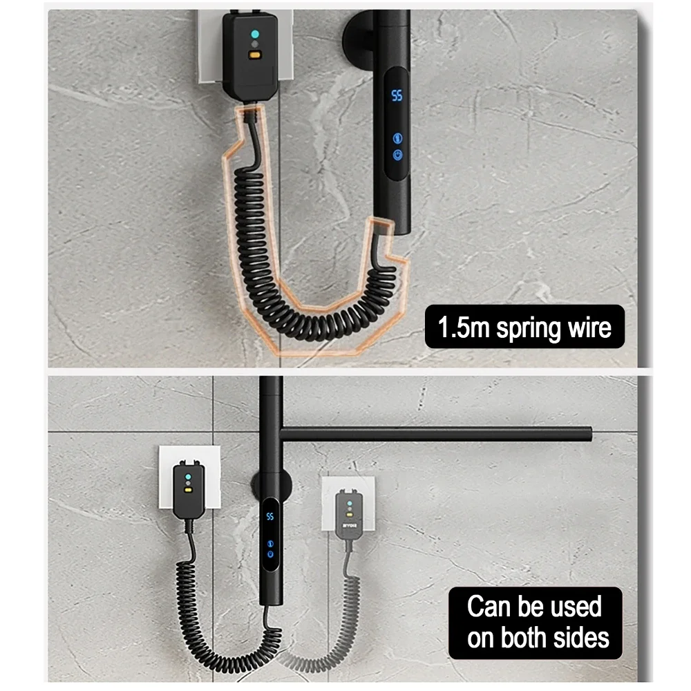 Bathroom Towel Warmer Stainless Steel Smart Electric Heated Towel Rack 45℃-70℃ Temperature Adjustable 1-8h Timing Touch Control,electric towel rack