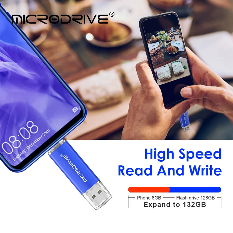 Type C USB 2.0 Flash Drive 128gb 64gb 32gb 8gb 2 in 1 OTG Pendrive for Android