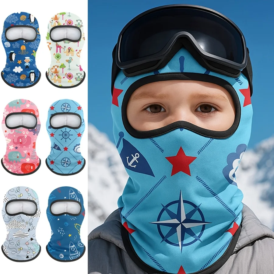 Winter-Sturmhaube, Fahrradmaske, winddicht, warm, atmungsaktiv, für Jungen und Mädchen, Skifahren, Laufen, Gesichtsbedeckung, thermische Anti-Kälte-Gesichtsmaske für Kinder – Detail 1