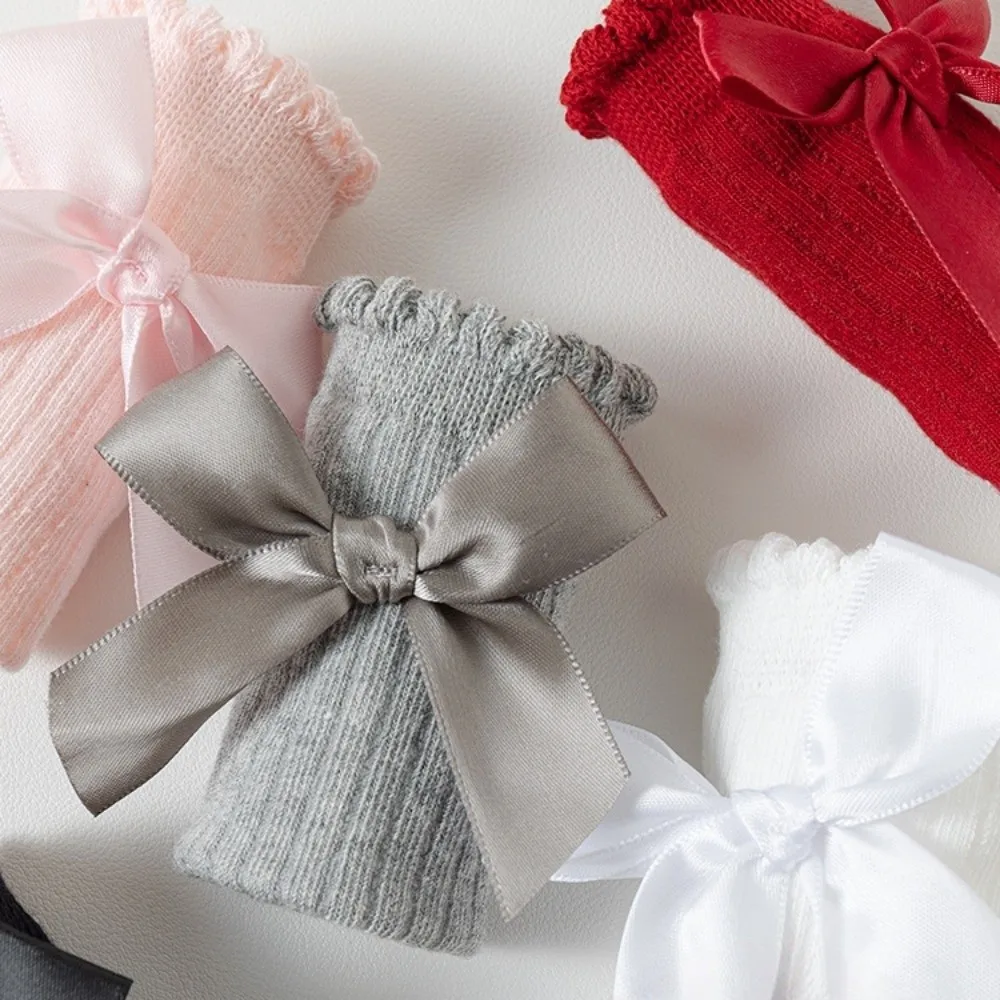 6 Pairs Fashion Long Baby Knee Socks Breathable Comfortable Kids Socks Anti-slip Soft Big Bow Hosiery Baby Clothing