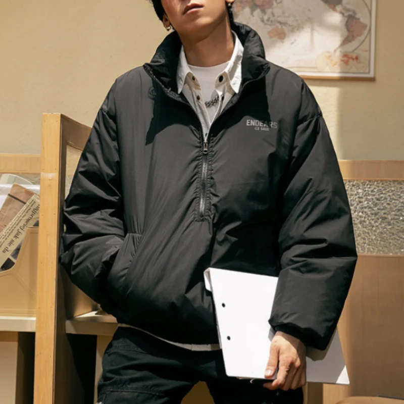

American Retro Tide Cotton Jacket Men Women Winter New Couple Loose Letter Printed Thickened Clothes Warm Soft Unisex