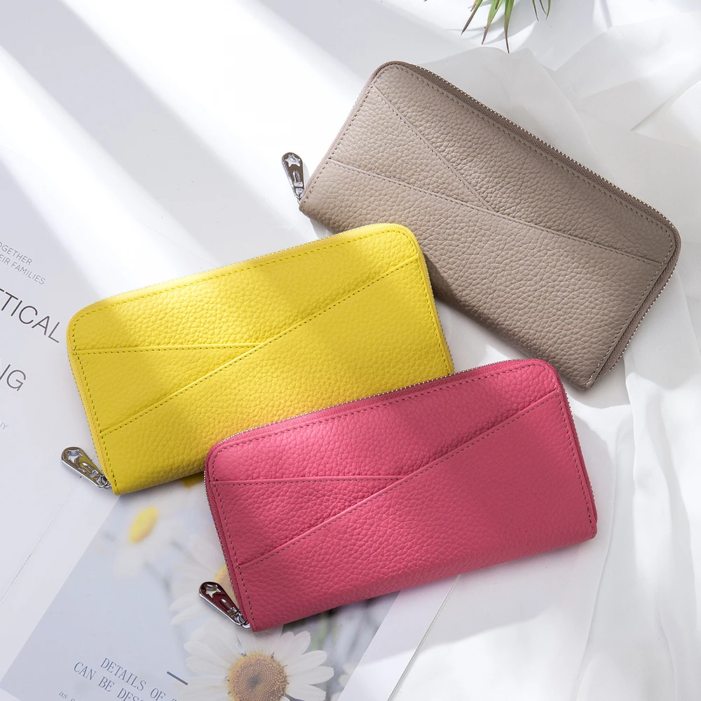 New Fashion Simple Women's Leather Wallet With Zipper Coin Pocket Money  Purse Long Phone Clutch Bag Ladies Card Holder For Woman - AliExpress