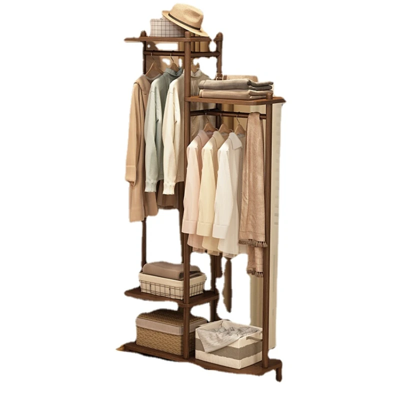 

PQF Solid Wood Hanger Floor Clothes Rack Coat Storage