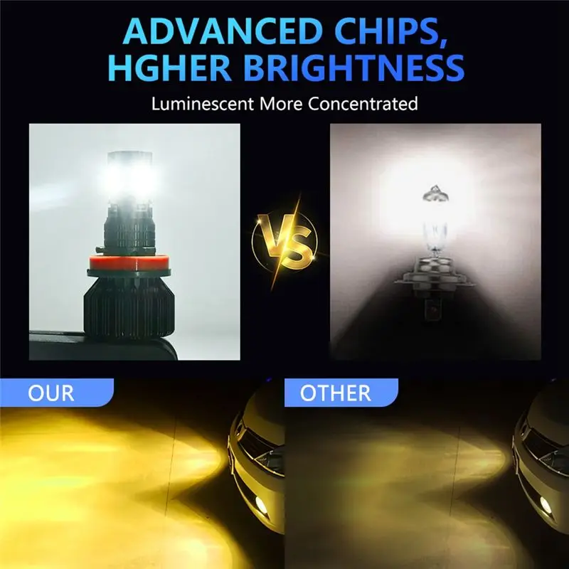 ABHY-Car LED RGB 헤드라이트 APP 블루투스 호환 제어 다중 색상 LED 안개등 전구