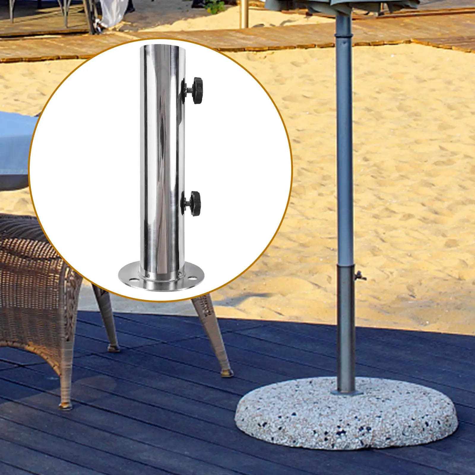 Deck Umbrella Base Stand Replacement Sun Shelter Parasol Sun Umbrella Holder for Courtyard Outdoor Backyard Garden Summer Beach,beach umbrella plug base,umbrella stand holder