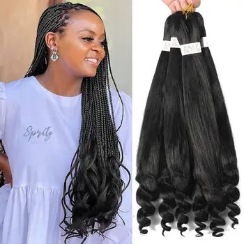 Pre Stretched  French Curly Braiding Hair Crochet Braids Natural Black Synthetic Crochet Hair Hot Water Setting Professiona 1