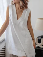 Marthaqiqi Cotton Female Nightgowns Sexy V-Neck Sleepwear Tank Tops Pajamas Backless Nightwear Casual Mini Dress Women Nightie - Image 2
