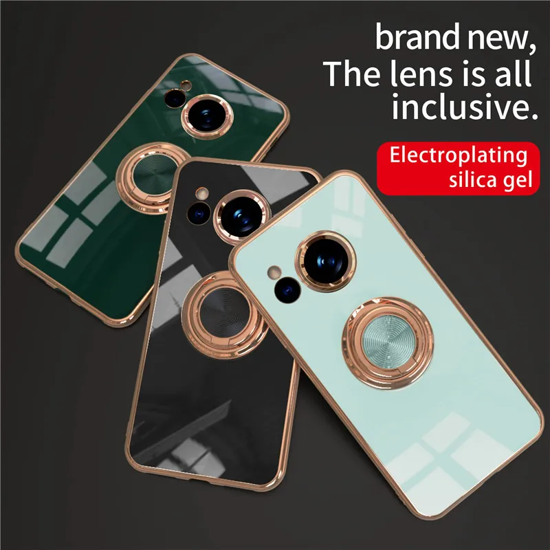 Magnetic 6D Plating Silicone TPU Case with Ring and Stand