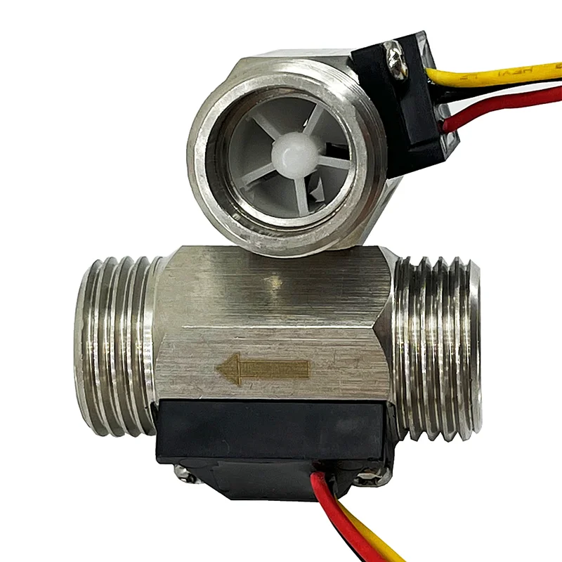 SUS304 G1/2 Meter Liquid Water Flow Sensor Brass Flowmeter 1-30L/min Turbine Counter