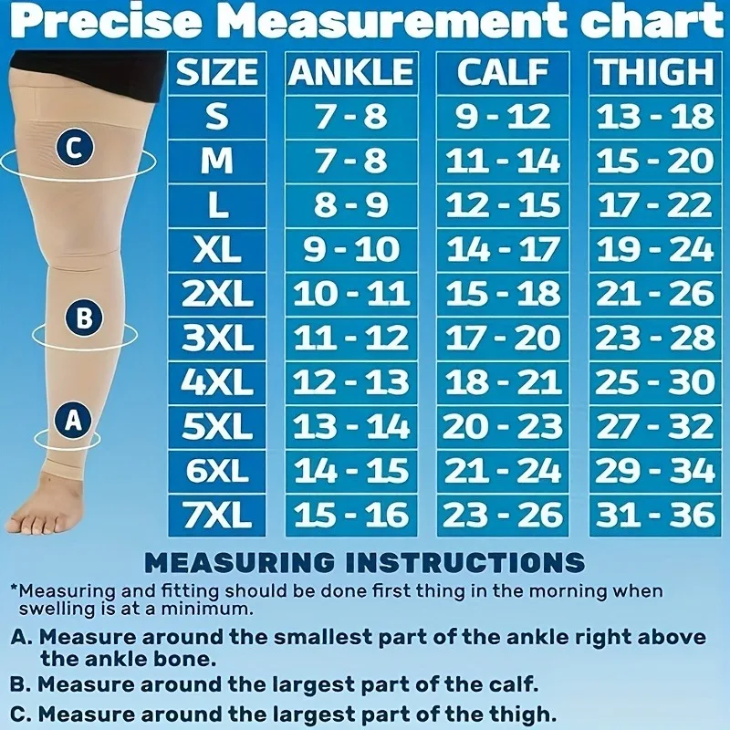 1 Pair  Oversized Sports Compression Knee-High And Three-Quarter Length Segmented Pressure Socks in Sizes 2XL to 7XL.