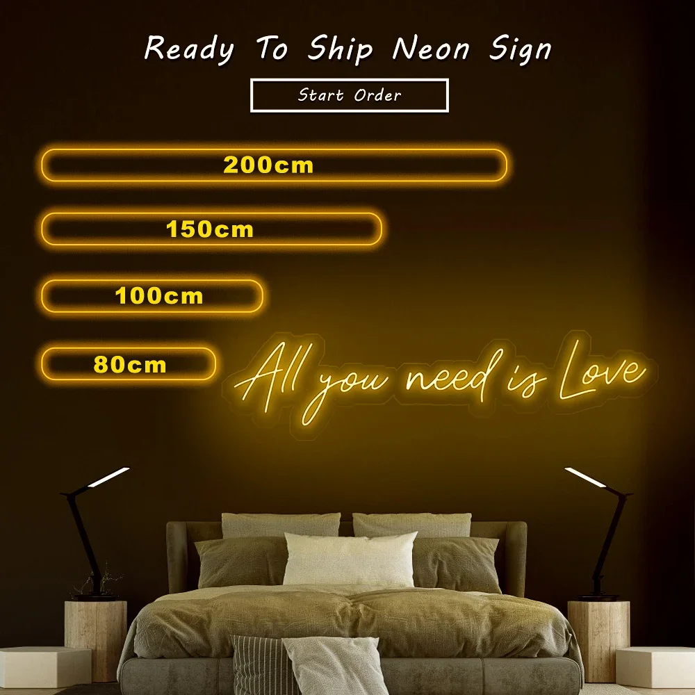 Free Drop Shipping 80cm Acrylic Board Advertising 12V Flexible Strip Letters Tub Wall Custom Led All You Need Is Love Neon Signs