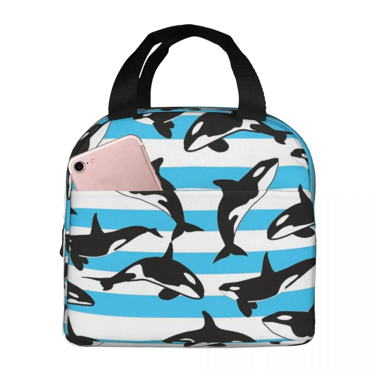 

Orca Killer Whale Insulated Lunch Bags Portable Picnic Bags Thermal Cooler Lunch Box Lunch Tote for Woman Work Kids School