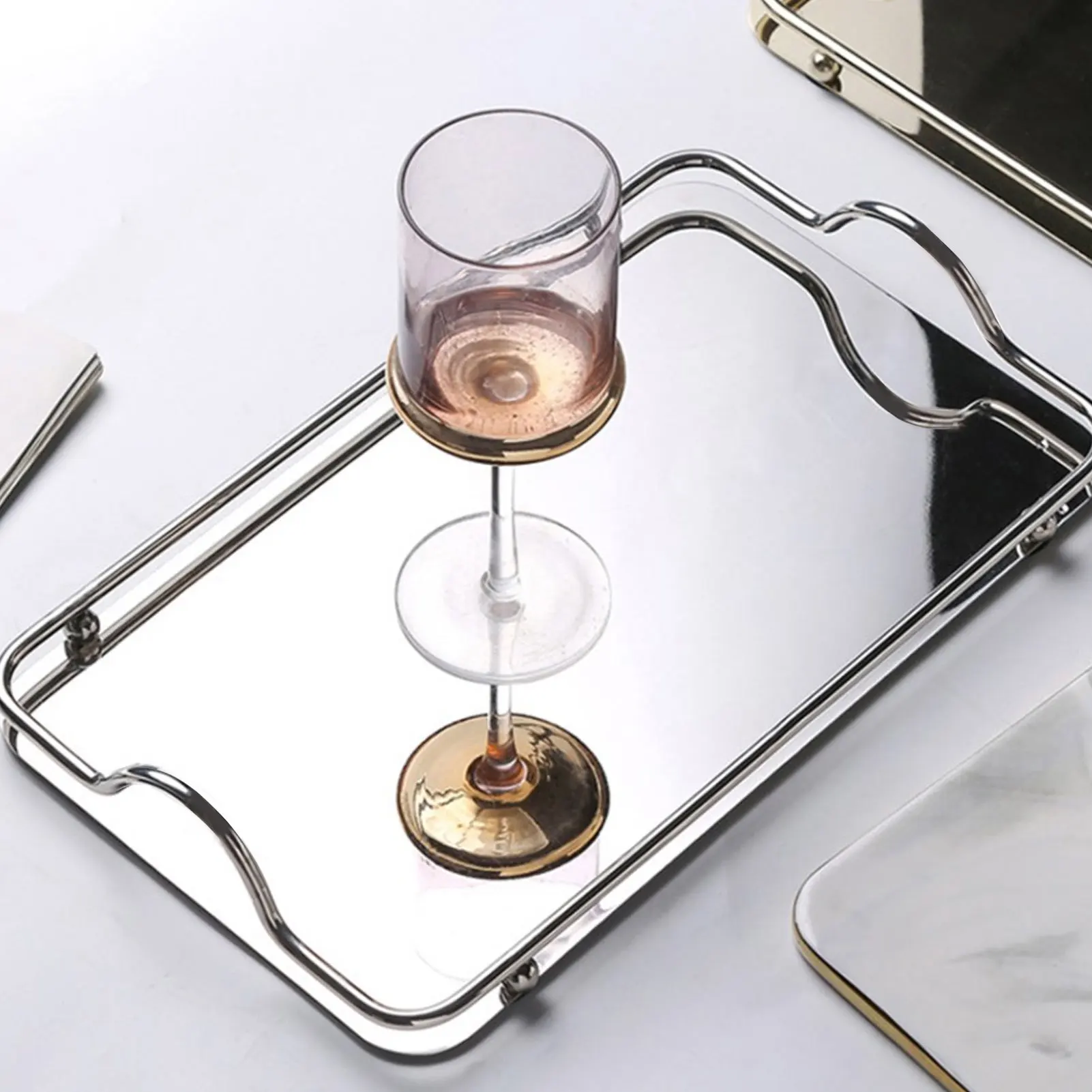 Commercial Dishes Tray Large Rectangle Tray Stainless Steel Home Living Room Commercial Dishes Tray For Coffee Water Cups Fruit 4