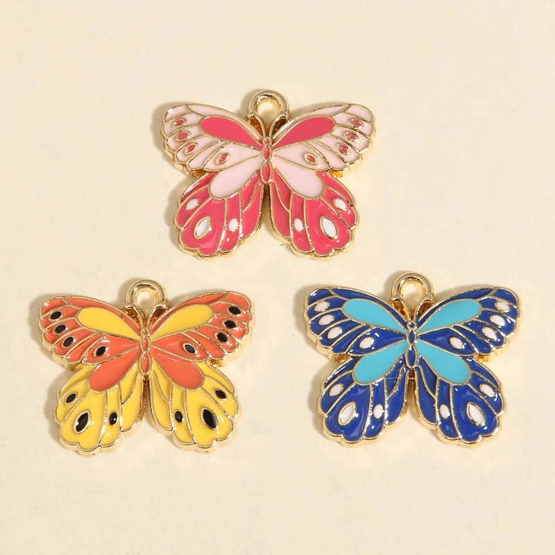 

10pcs Gold Color 22x18mm Cute Enamel Butterfly Charms Flying Animals Pendant Fit DIY Jewelry Making Handcrafted Accessories