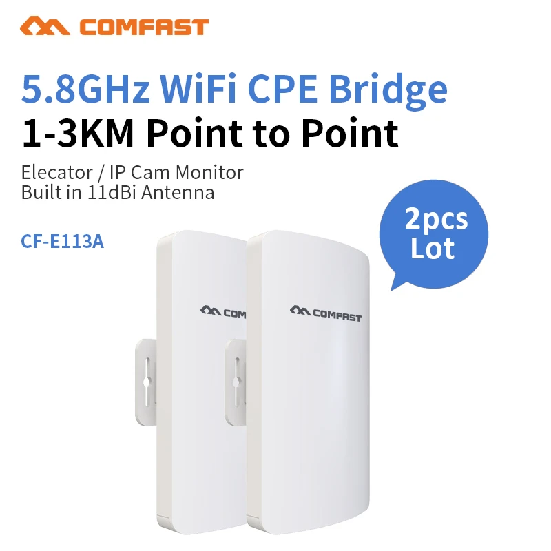 Comfast-ponte ap sem Fio ao ar Livre Ponto de Acesso Wifi Cpe Antena Wifi 11dbi Roteador Nanostation Cf-e113a 300mbps 5.8ghz 3km Pcs
