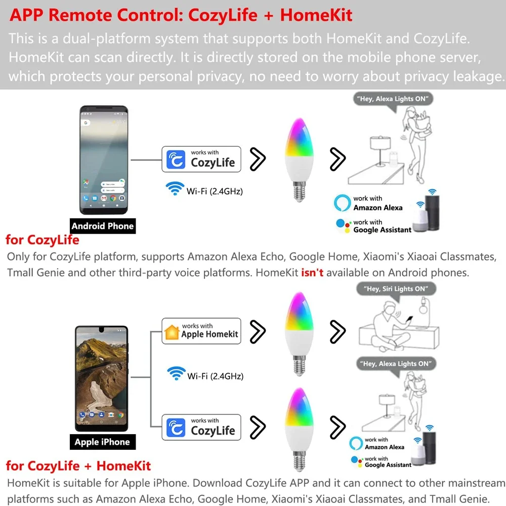 Cozylife Wifi Bluetooth Smart Bulb LED Light Bulb E27 RGB CW WW Alexa Led Lamp 110V 220V Smart Lamps For Google Assisatnt Lights smart led light bulbs