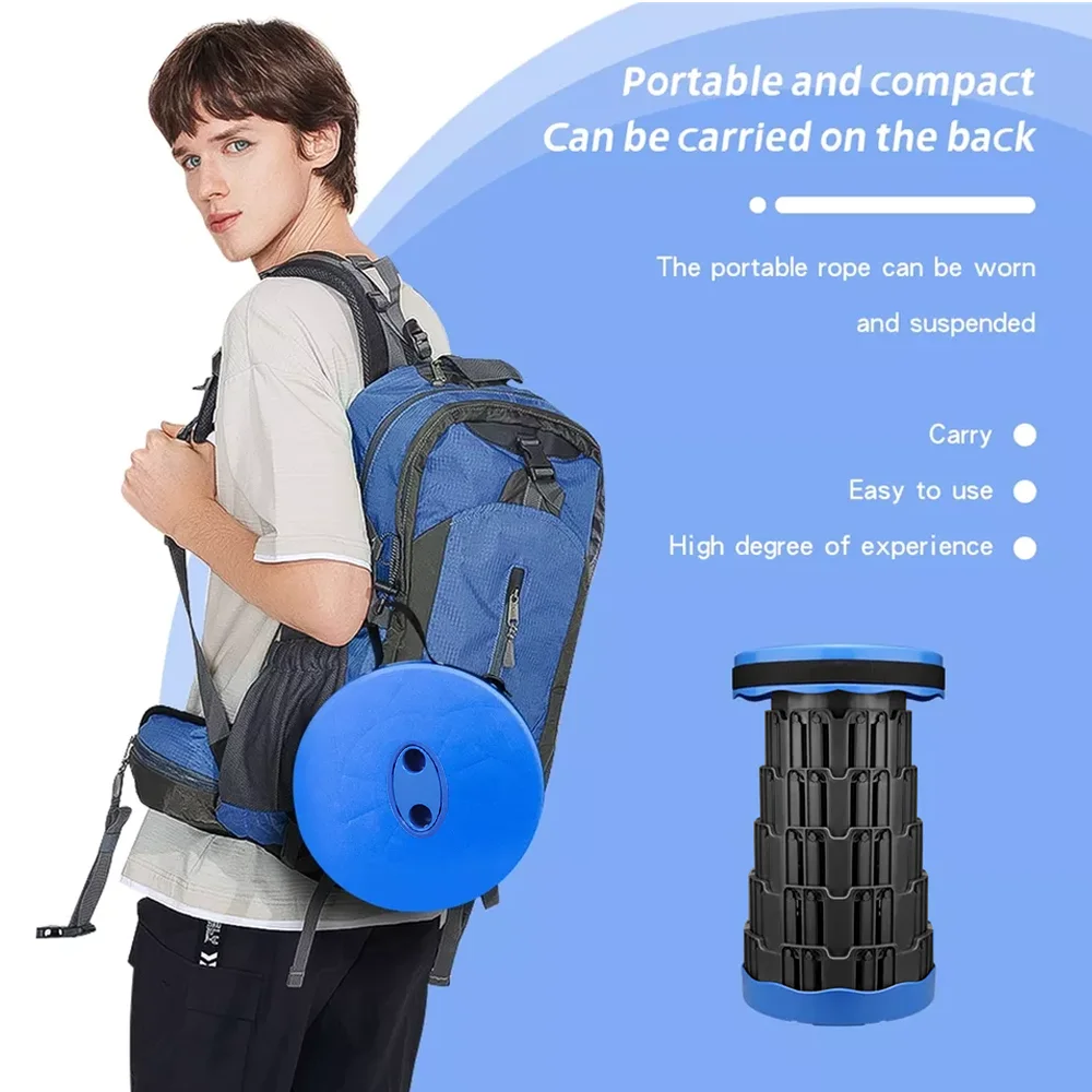 Telescopic Folding Stool for Outdoor Travel and Camping Portable Compact Stool for Adults and Kids - 2