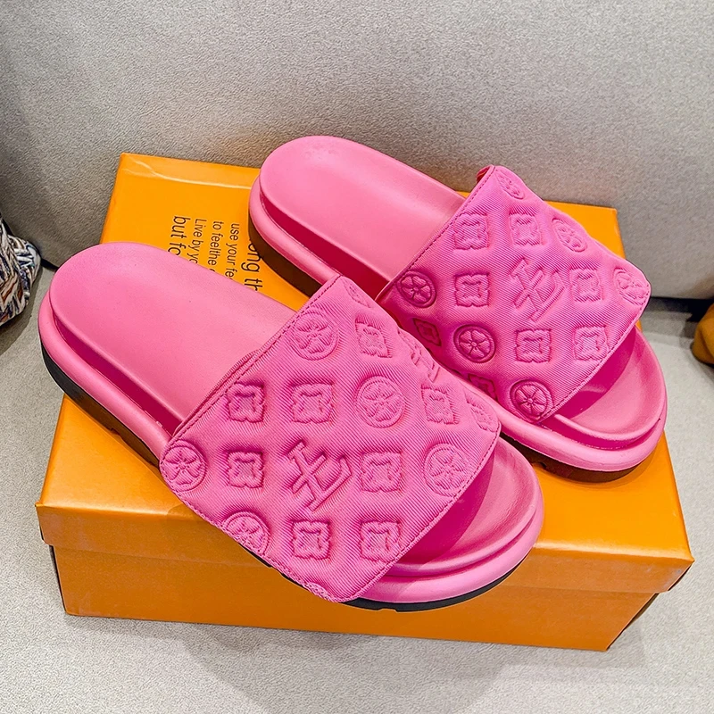 

2024 Summer Designer Luxury Sandals Ladies Magic Sticker Women Slippers Elegant Home Flat Luxury Brand Slippers Zapatos De Mujer