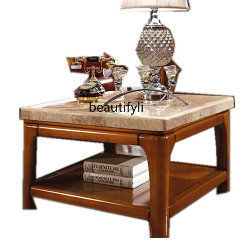 

Marble Coffee Square Modern Light Luxury Simple Small Coffee Table Living Room Side Table Sofa Corner Table