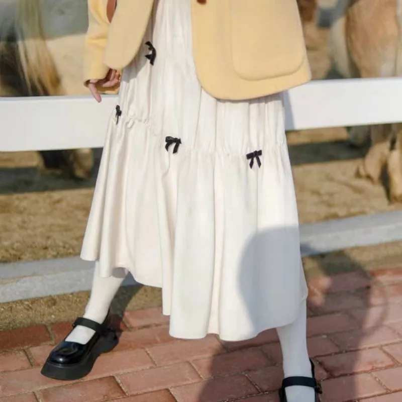 

Kawaii Harajuku Japanese Y2k Kawaii Lolita Bow Long Skirt White Skirt Korean Fashion Skirts Womens 2023 Aesthetic