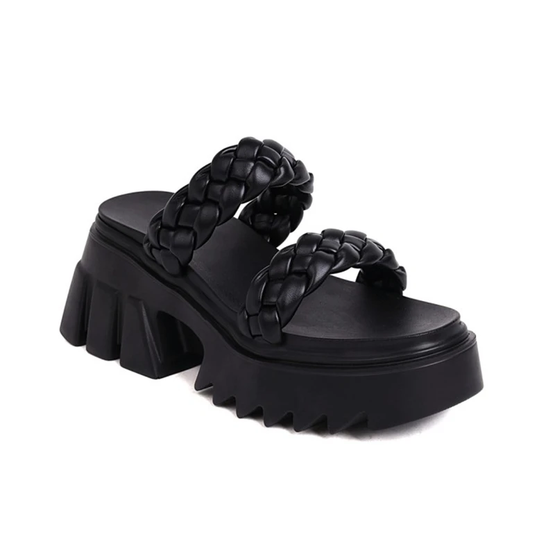 

BLXQPYT Women Sandals 2022 Designer Thick Bottom Heels Sexy Summer Platform Slippers Open Toe Party Shoes Big Size 43 515-1