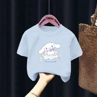 2024 Kids T-shirt cartoon printed graffiti Sanrio Laurel Dog Summer Boys and Girls Sports T-shirt top pants Multi-colored 1