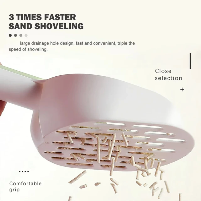 Cat Litter Scoop with Base Plastic Self Cleaning Cat Litter Shovel Cat Toilet Cleaning Tool Lightweight Manure Cleaner Cat Litte 3